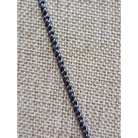 Kendra Scott Rare Slate Cats Eyes Gunmetal Corla Necklace Long Chain 30"  MINT - Picture 5 of 14